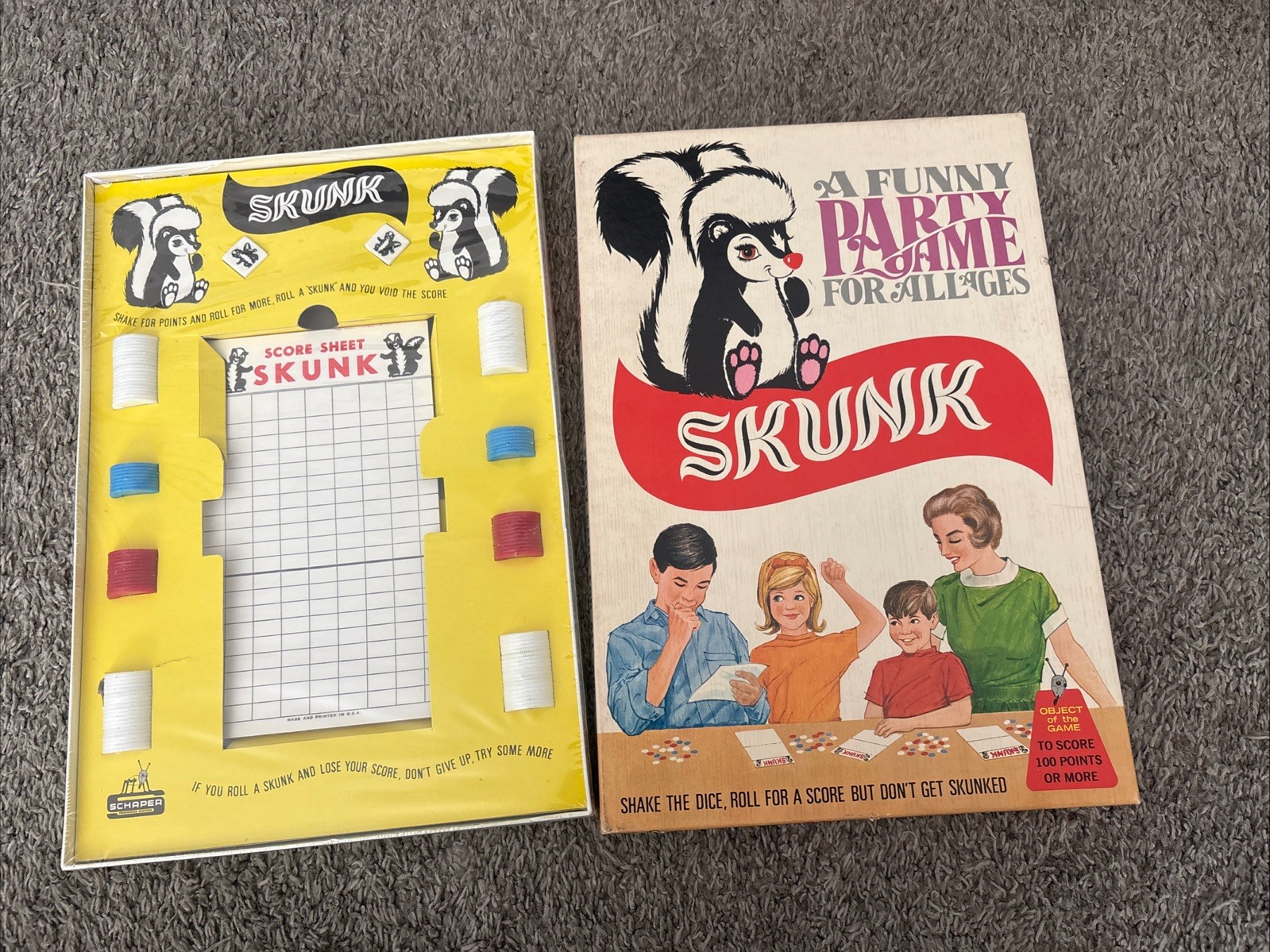 Vintage Skunk Board Game Schaper Party Game for All Ages 1953 New Sealed