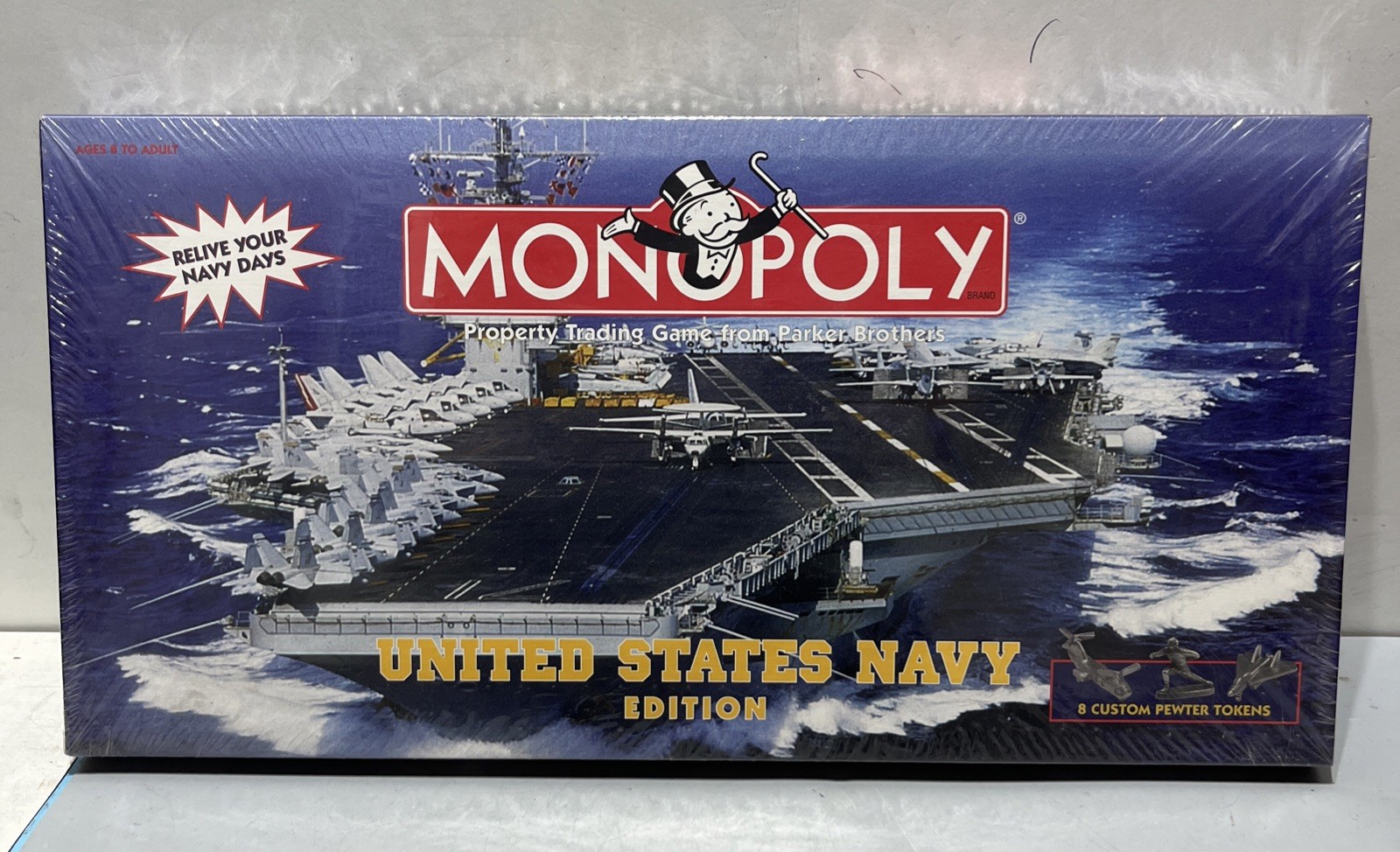 MONOPOLY United States Navy Edition Board Game Parker Bros NEW 1998 Pewter Token