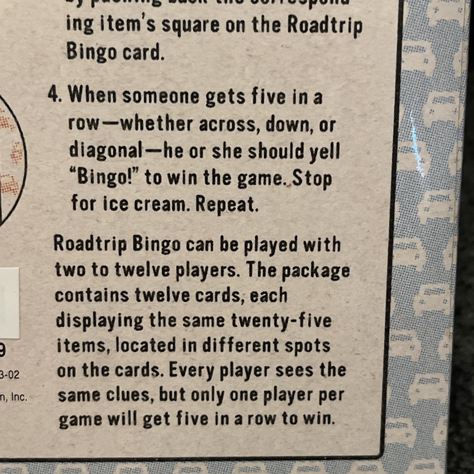 Roadtrip Bingo Set by Knock Knock, sealed, 2 to 12 players, 12 cards