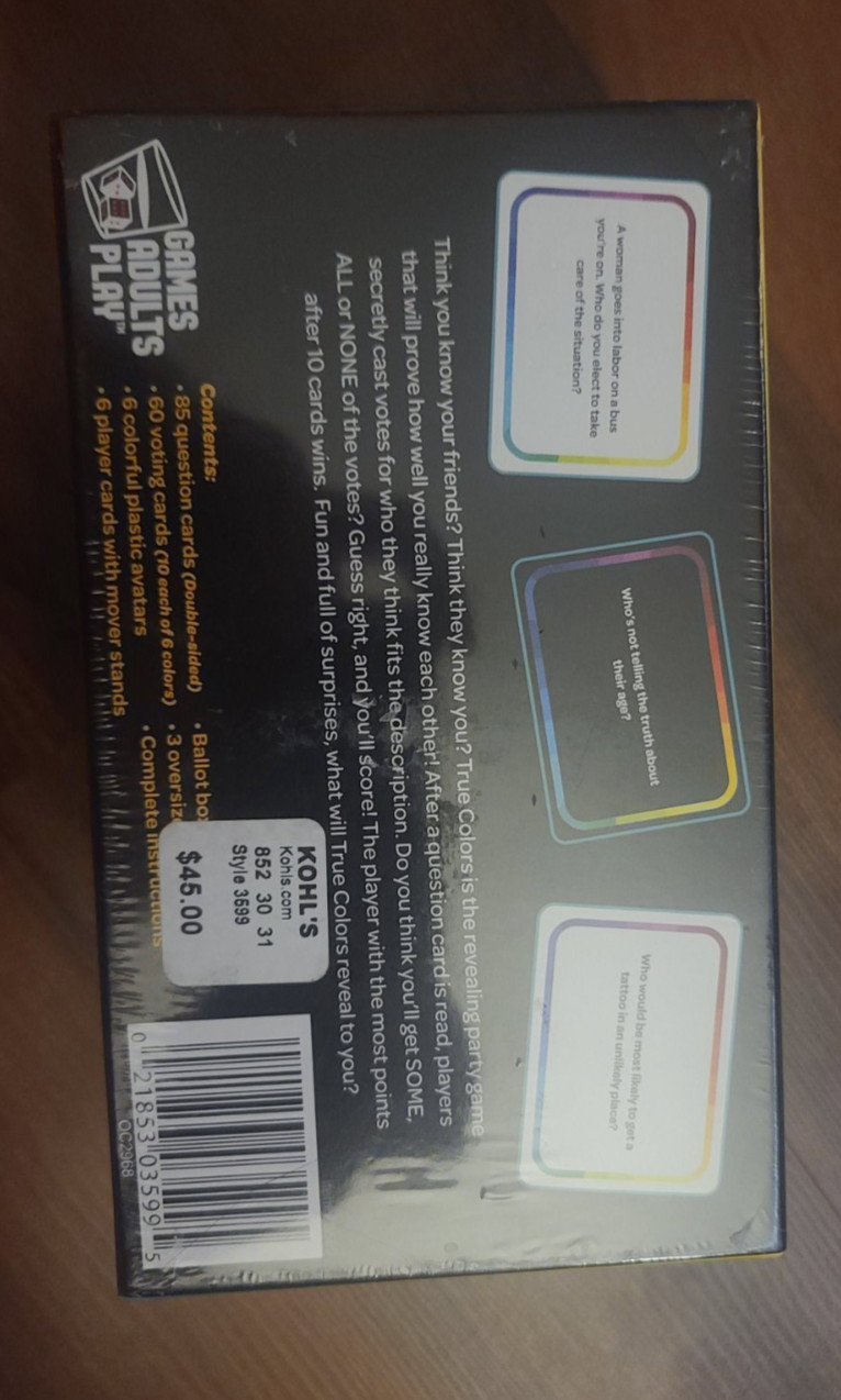 True Colors Party Game NEW Sealed Adult Group Game 3–6 Players Ages 13+
