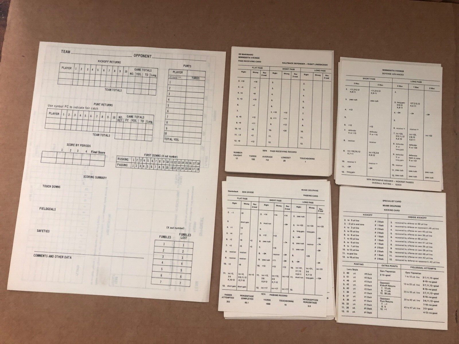 1968 STRAT-O-MATIC PRO FOOTBALL Board Game Box MIAMI DOLPHINS MINNESOTA VIKINGS