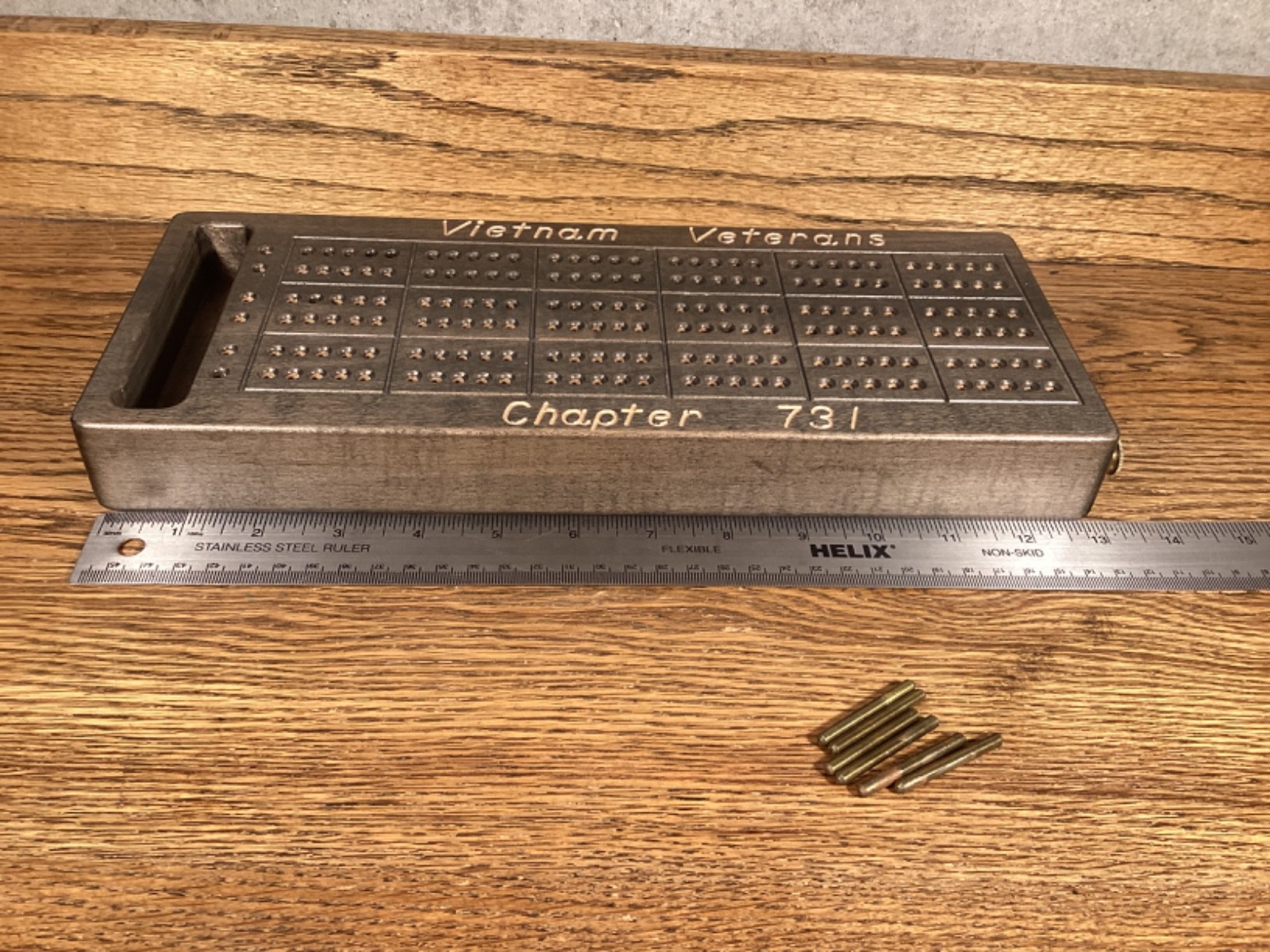 VIETNAM VETERANS CHAPTER 731 HEAVY QUALITY WOOD CRIBBAGE BOARD