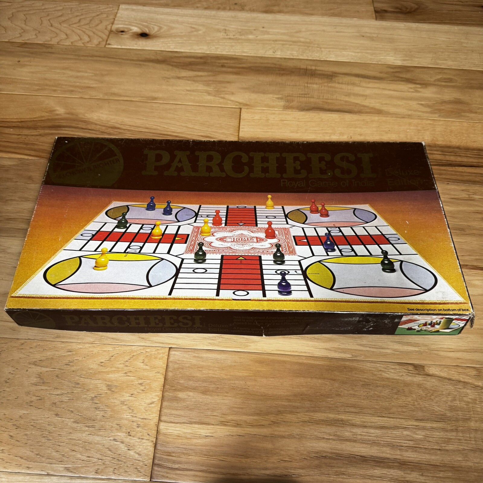 1982 DELUXE EDITION PARCHEESI Royal Game of India Selchow & Righter 3pc Missing