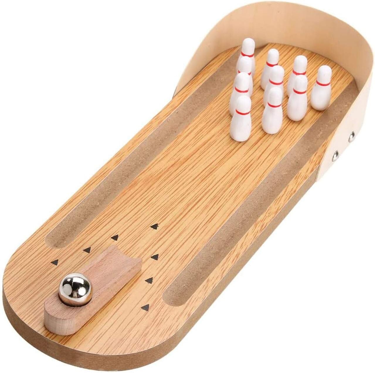 Table Top Mini Bowling Game Set-Tabletop Wooden Board Mini Arcade Desktop Office