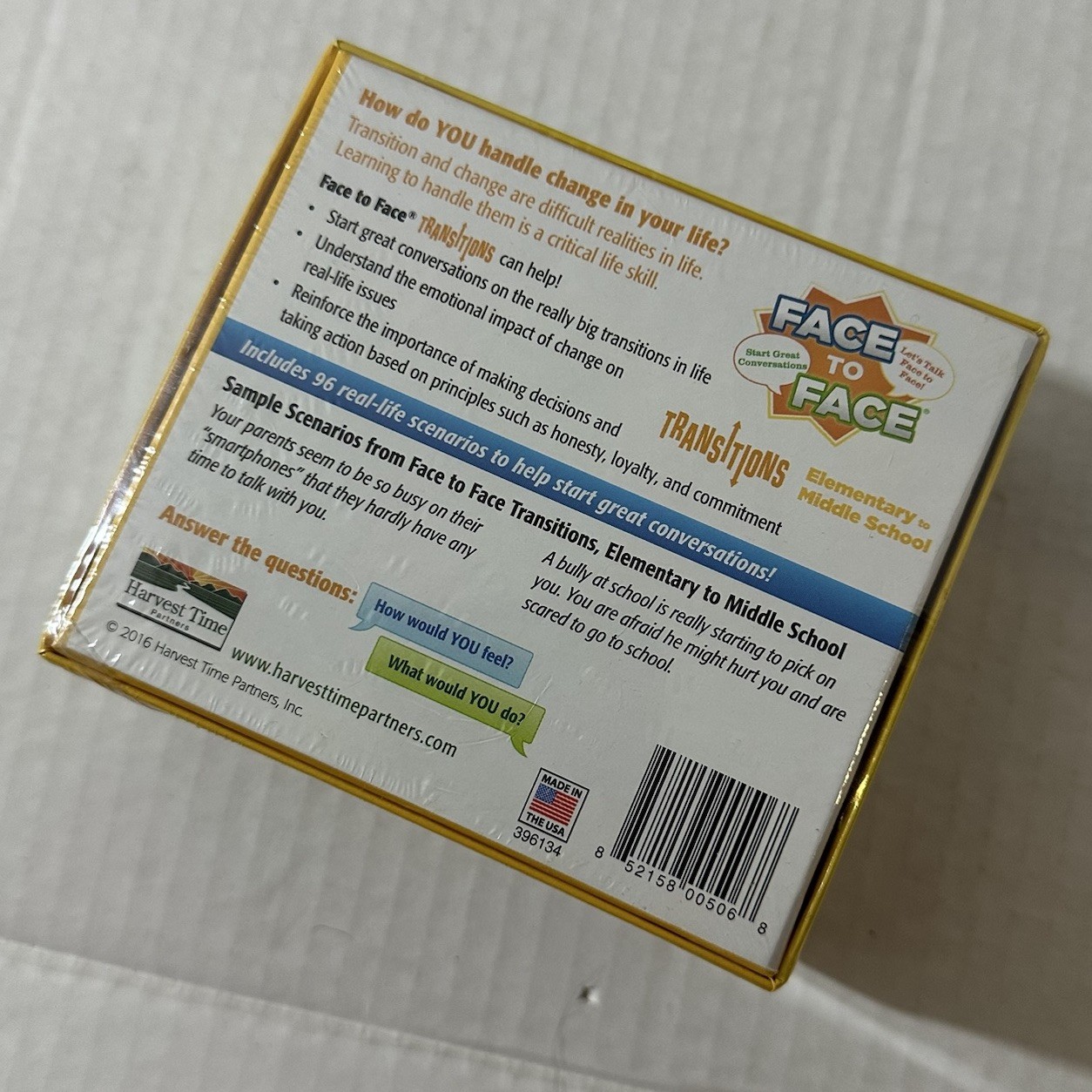 NEW Harvest Time Face to Face Transitions Elementary To Middle School Card Game