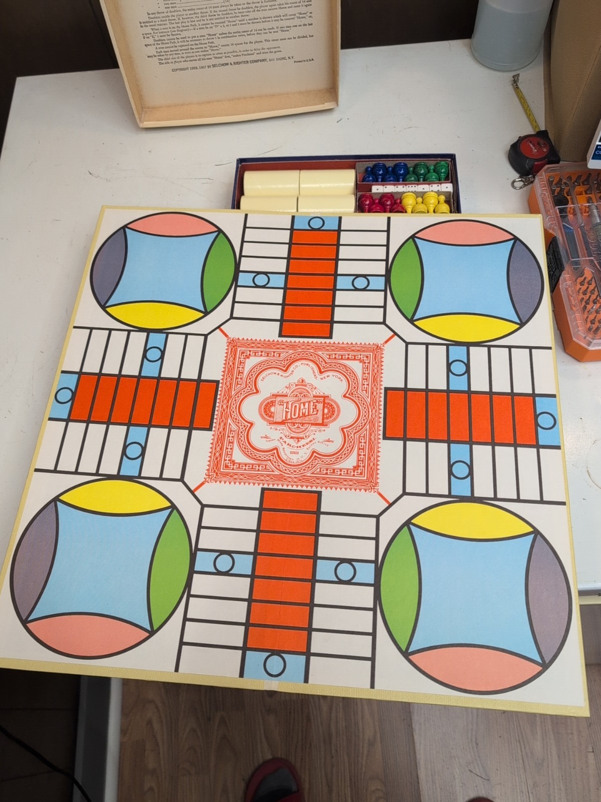 Vintage Parcheesi Board Game Gold Seal Edition – 1964 | wooden missing 1 Die