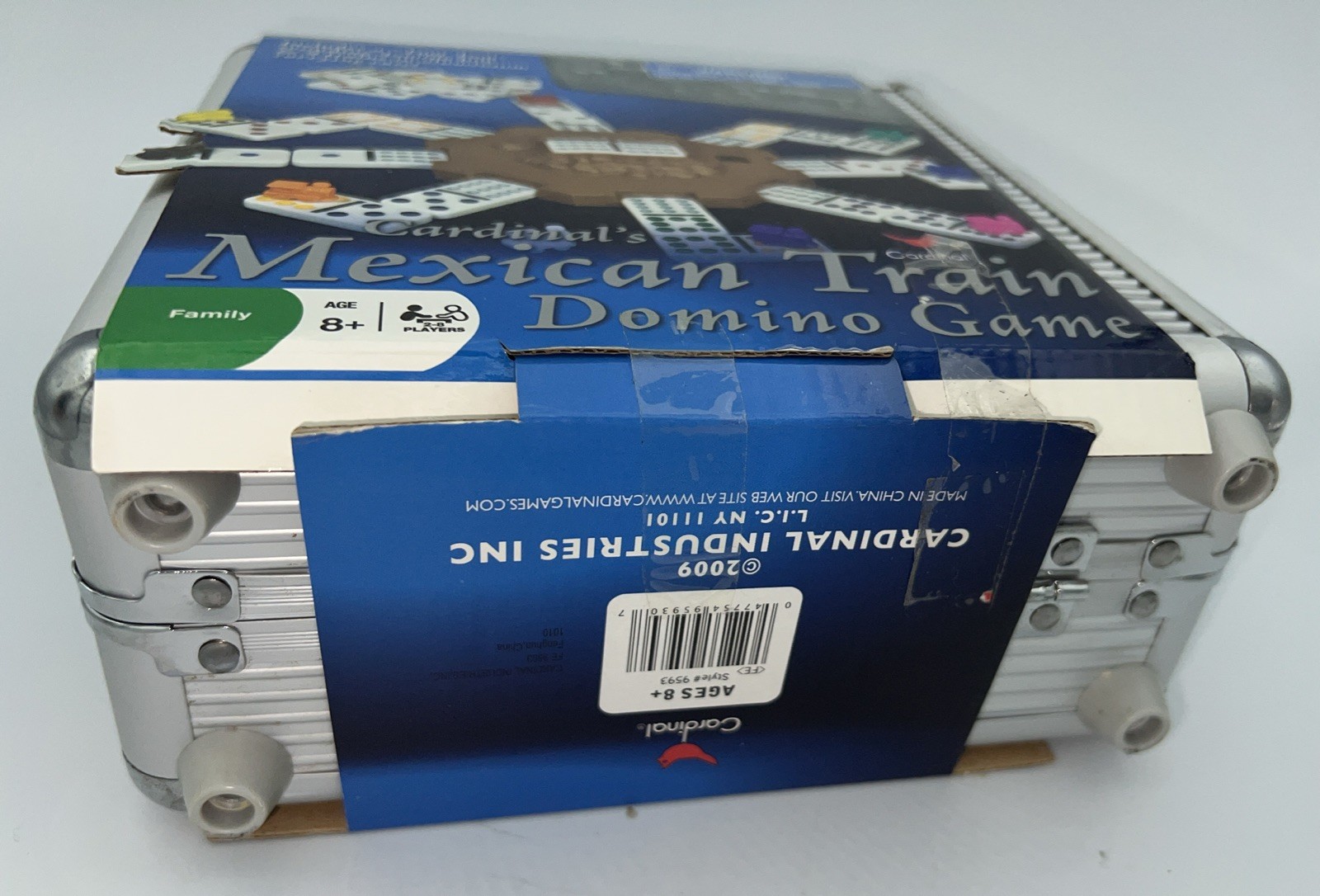 2009 Cardinal Games Mexican Train Dominoes Set NEW Unused Aluminum Carrying Case