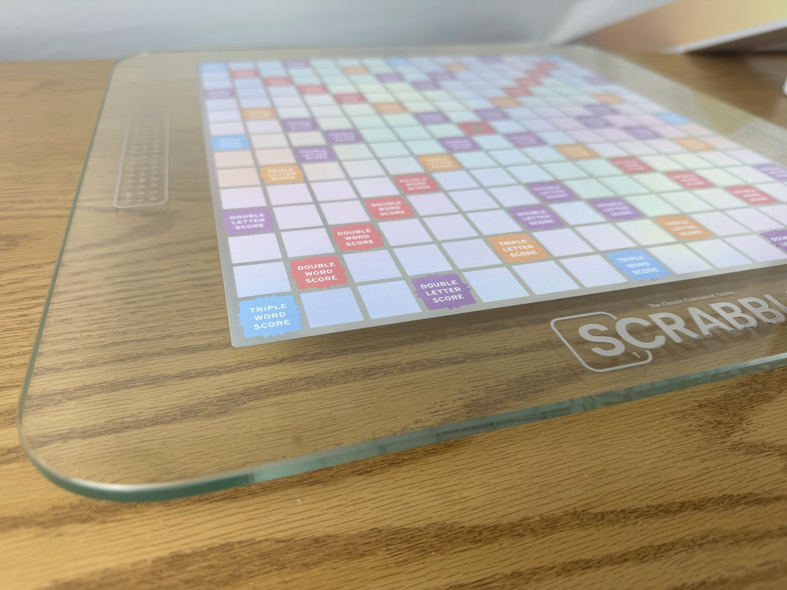 SCRABBLE AURA Glass Game WS Game Rotating Board Lazy Susan Open Box