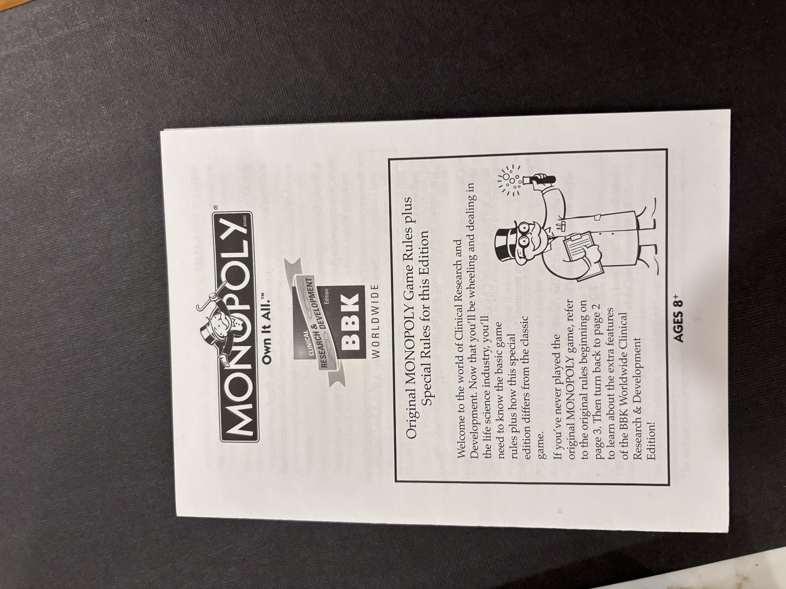 Monopoly: BBK Worldwide Clinical Research & Development Edition Game Rare
