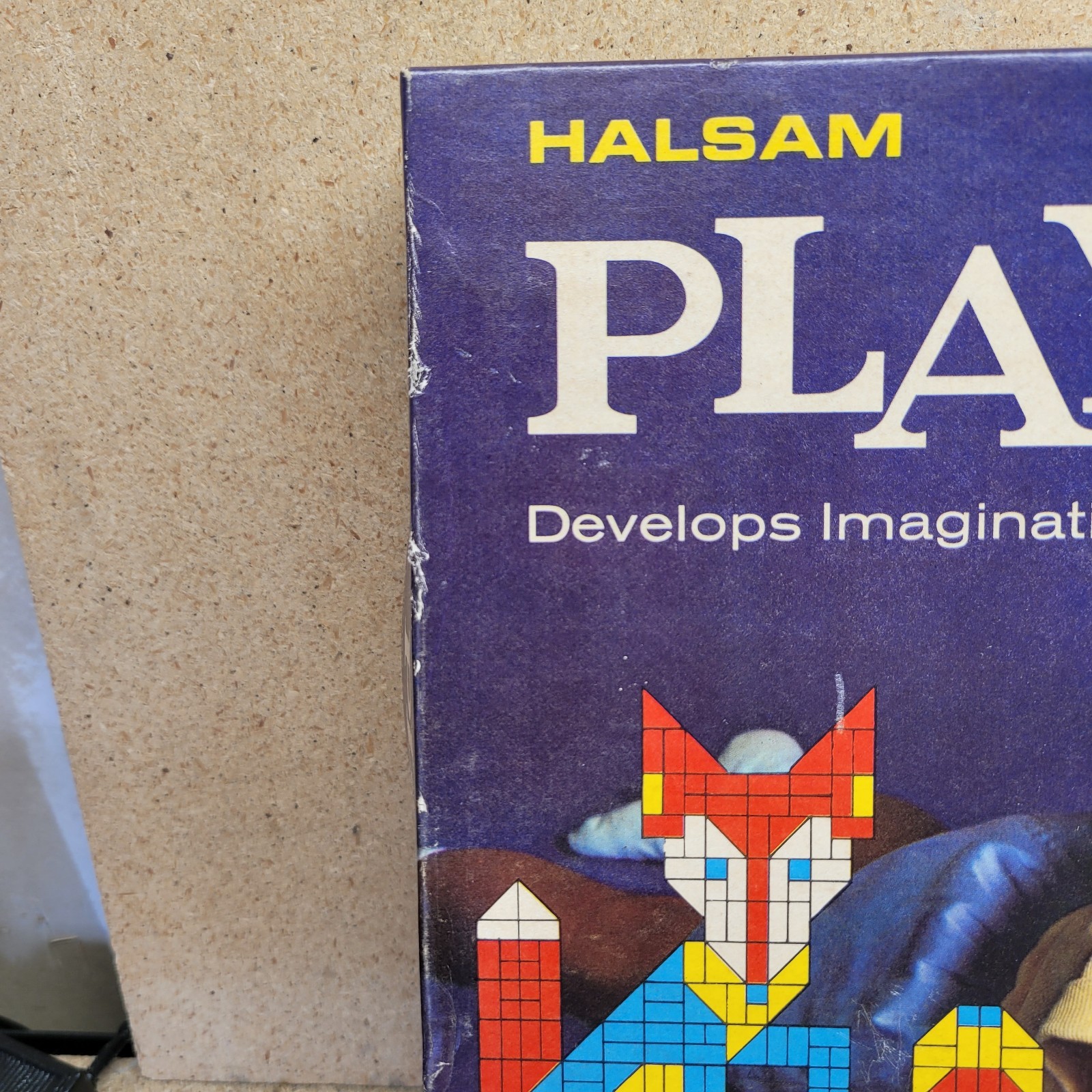 Vintage Halsam Play Tiles – Plastic Peg Board 221 Colored Pieces & Picture Guide