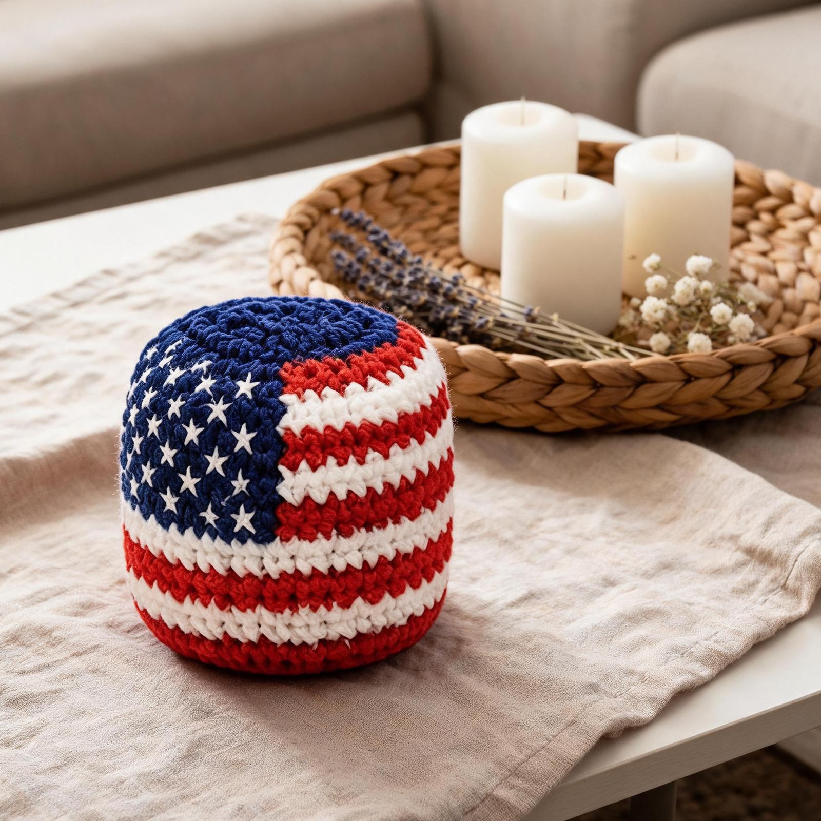 Harliver Patriotic Hand-Made Knitted Footbags, US Flag Shaped Crochet Hacky Sack