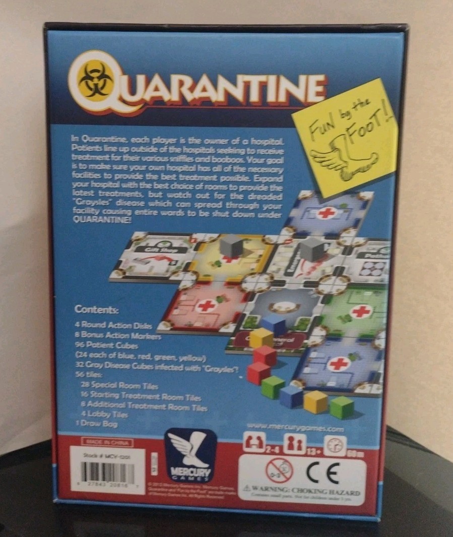 Mercury Games Quarantine Hospital Themed Strategy Board Game Complete