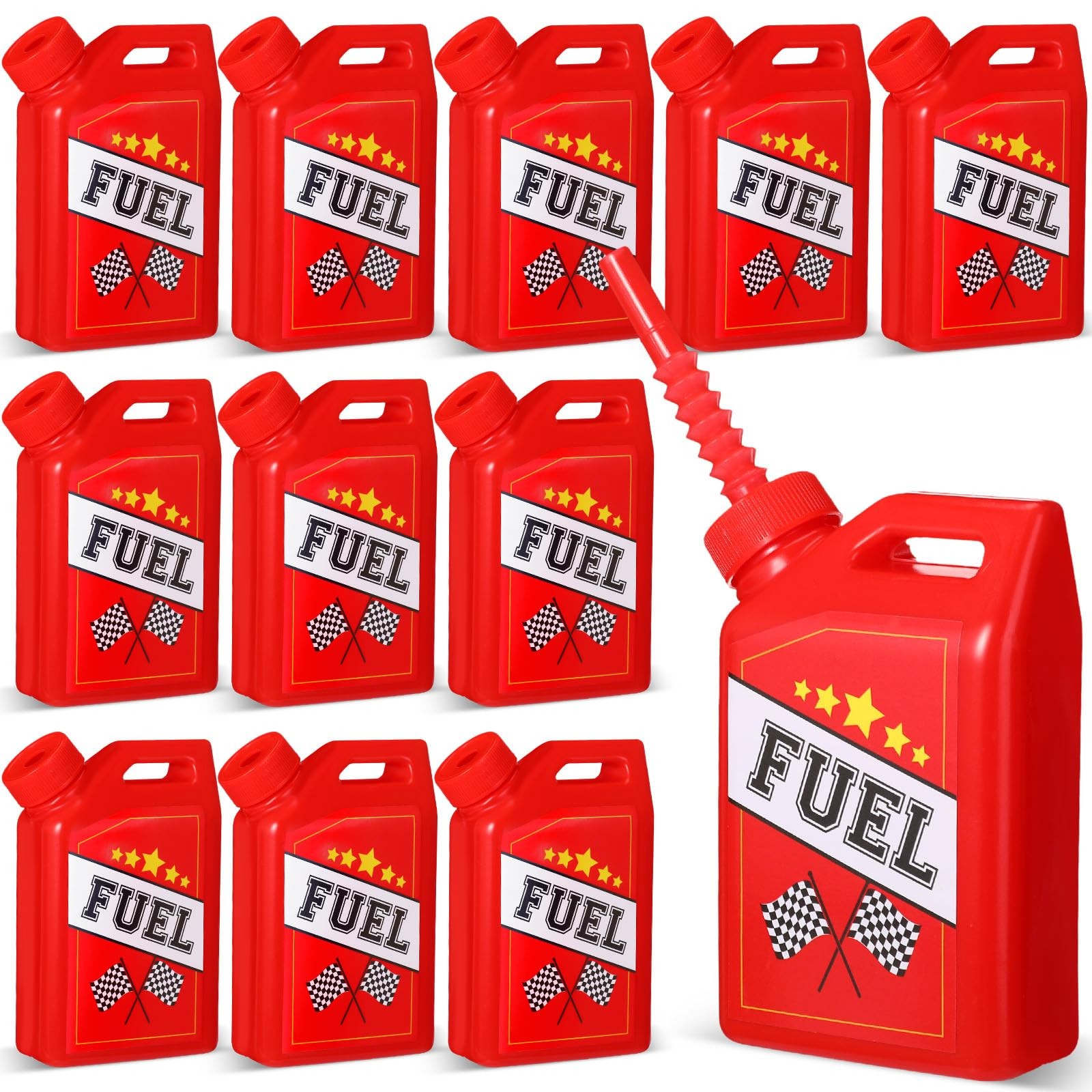 Drinking Cups 12 Pack 11 oz Race Car Fuel Can with Straw Red Mifoci Racing Theme