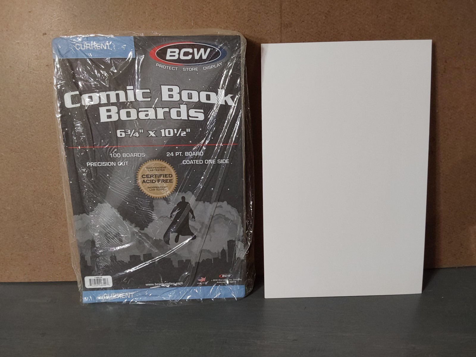 BCW Comic Book Bags Current 6.75×10.5 Coated One Side 24 Pt. Board White