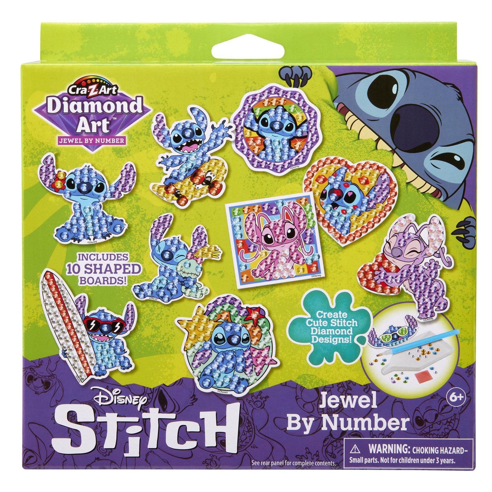 Gem by Number 10 Pack In Diamond Jewel Art Craft Cra-Z Disney Stitch