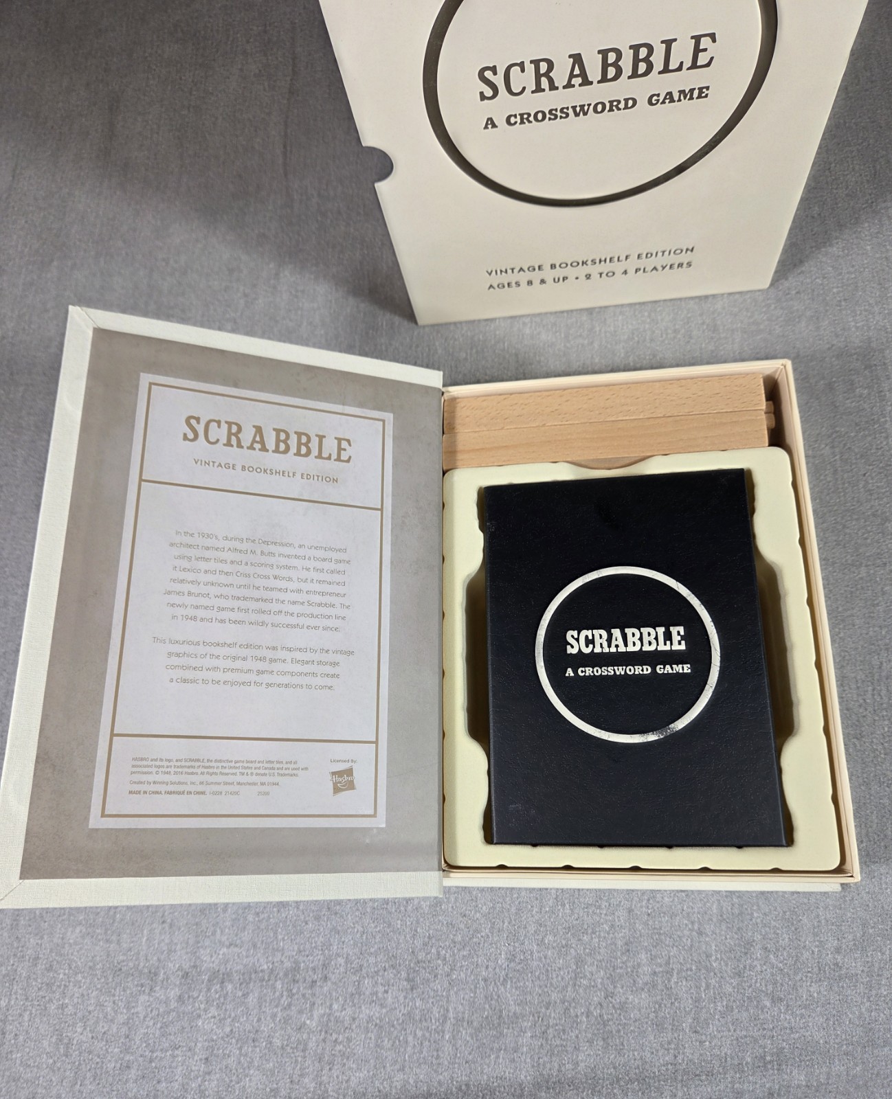Hasbro Vintage Bookshelf Edition Scrabble Crossword Game 2 To 4 Players Open Box