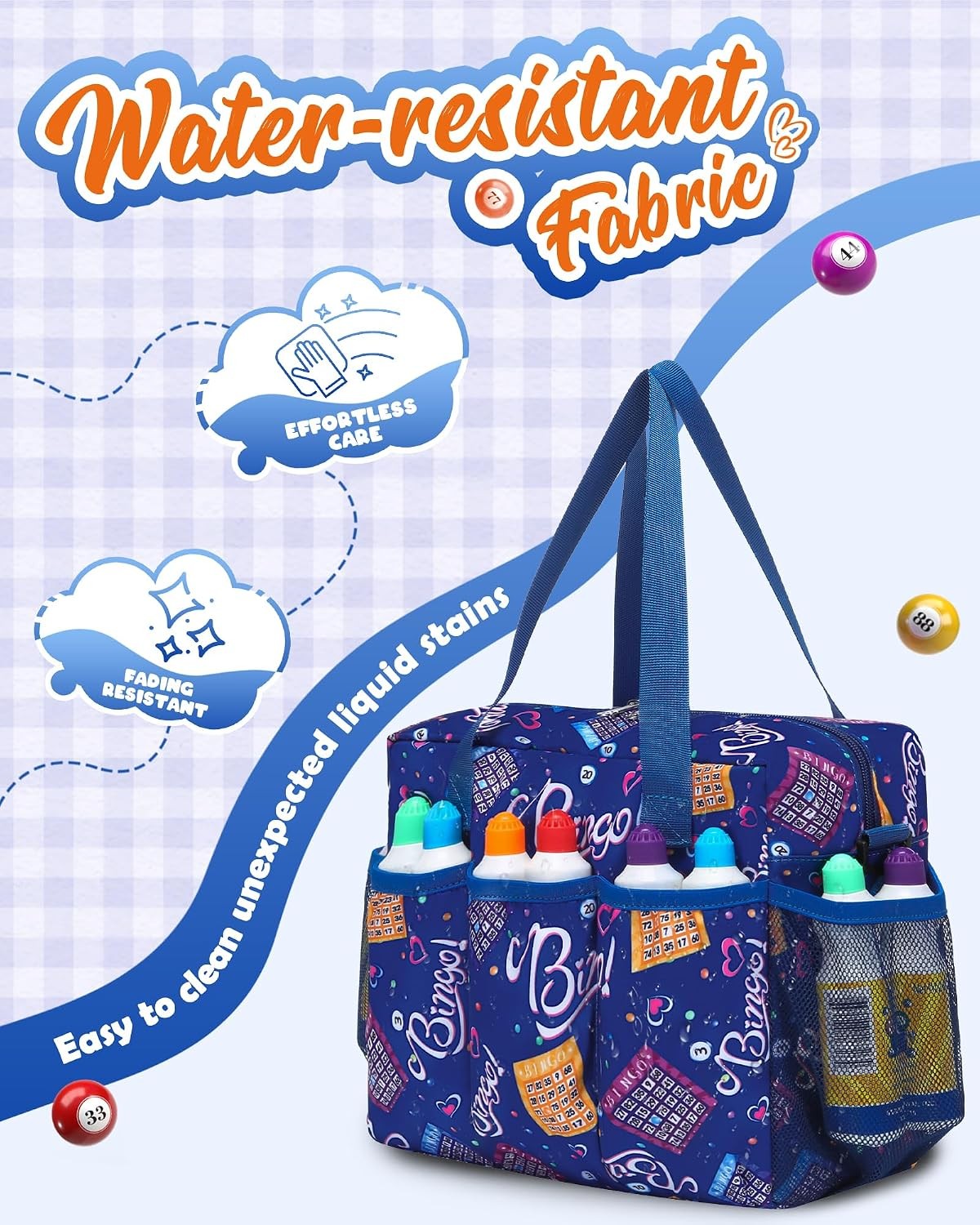 Bingo Bag with Pockets for Daubers Dabbers Dobbers Dotters Casino Bingo Game Acc