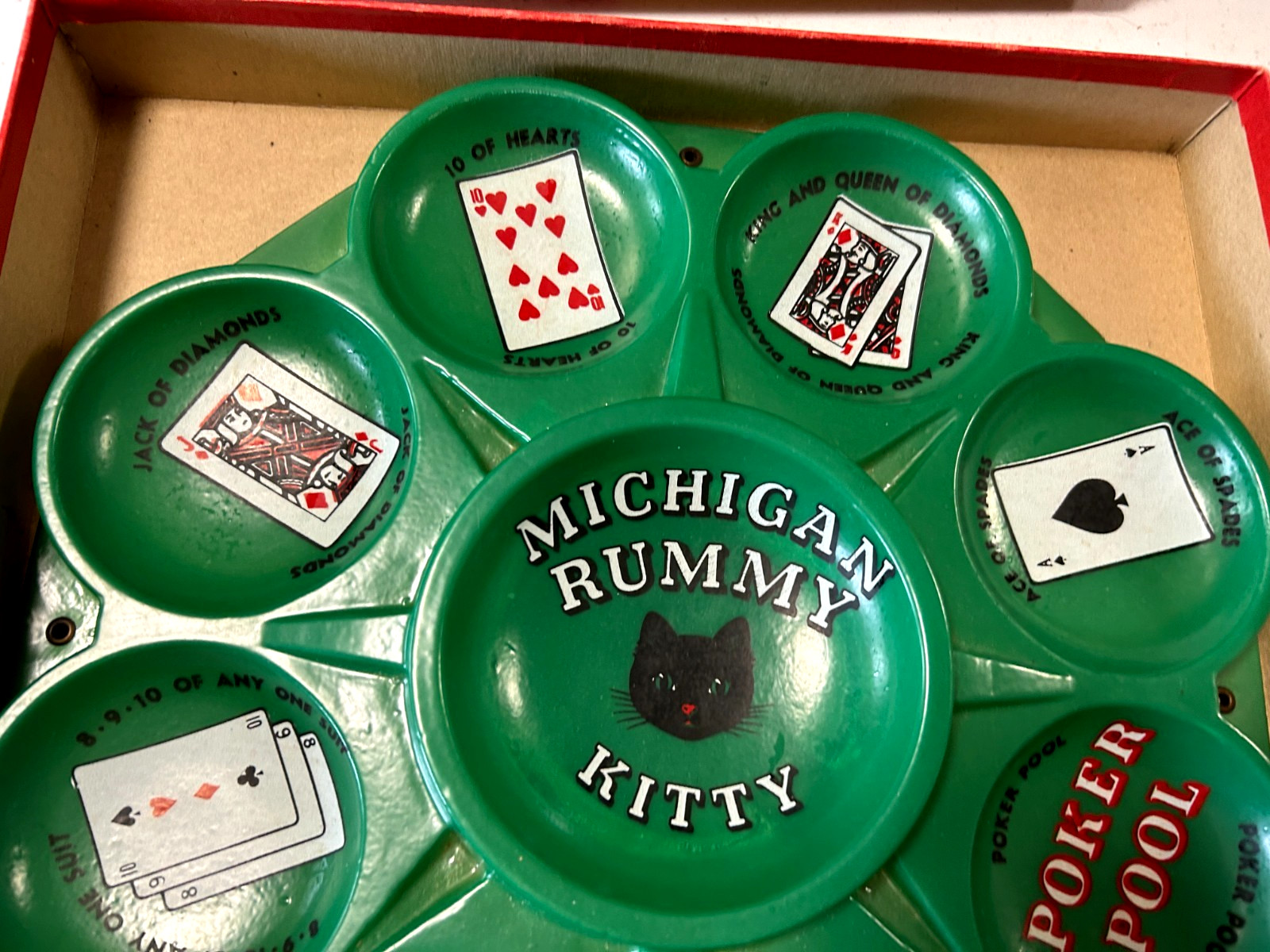Vintage 1958 Michigan Rummy Playing Tray, Transogram Comp NY Very Nice Cond