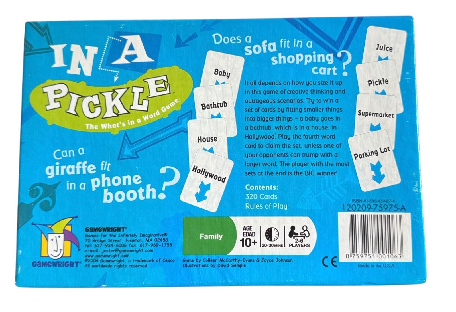 In A Pickle 2004 Family Board Card Game Dr.Toy Award Winner Never Used
