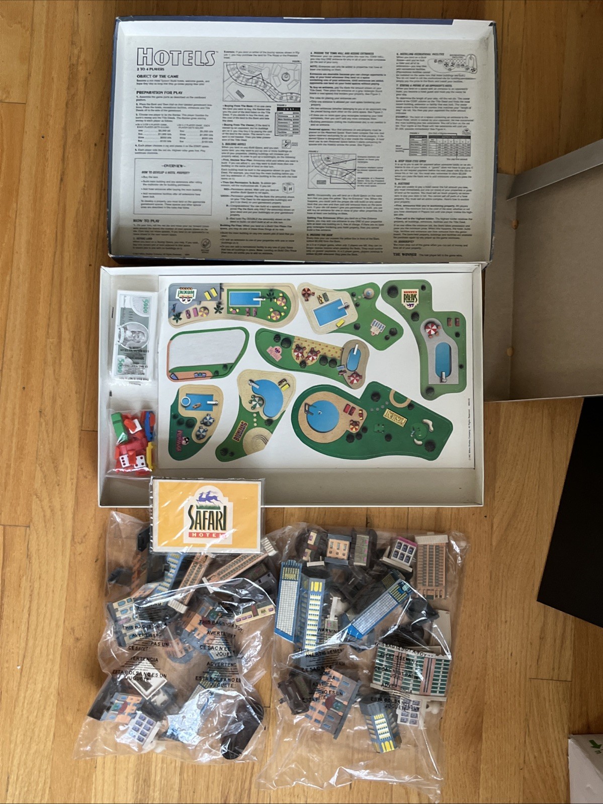 Vintage 1987 Hotels Board Game Milton Bradley MB Real Estate – 100% Complete