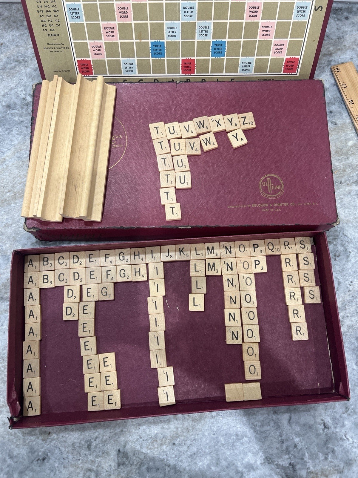 Vintage Selchow & Righter Scrabble Board Game 1950s/60s Complete 100 Wooden Tile