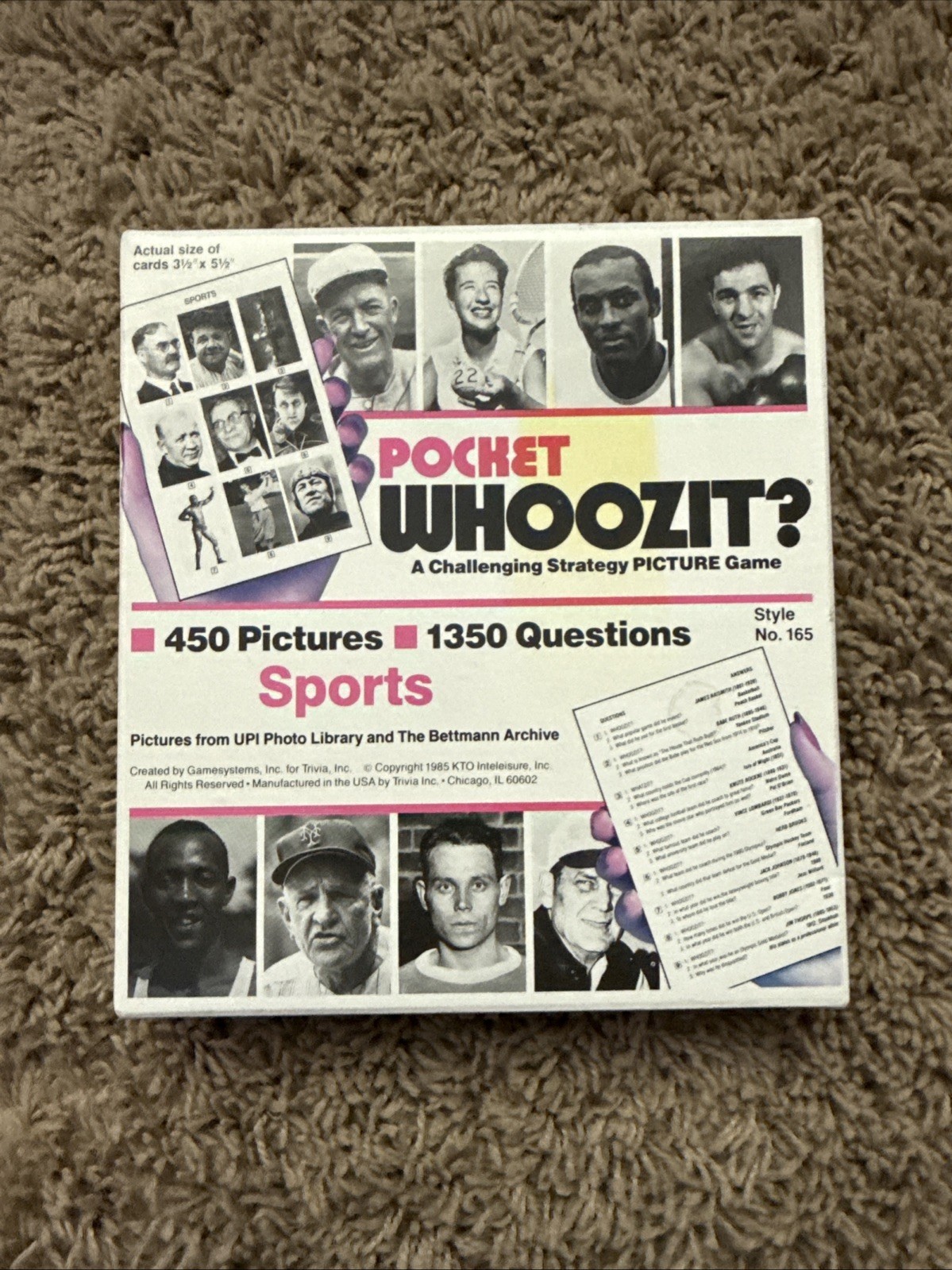 Vintage POCKET WHOOZIT SPORTS STRATEGY PICTURE GAME USA #165 Babe Ruth EUC VTG