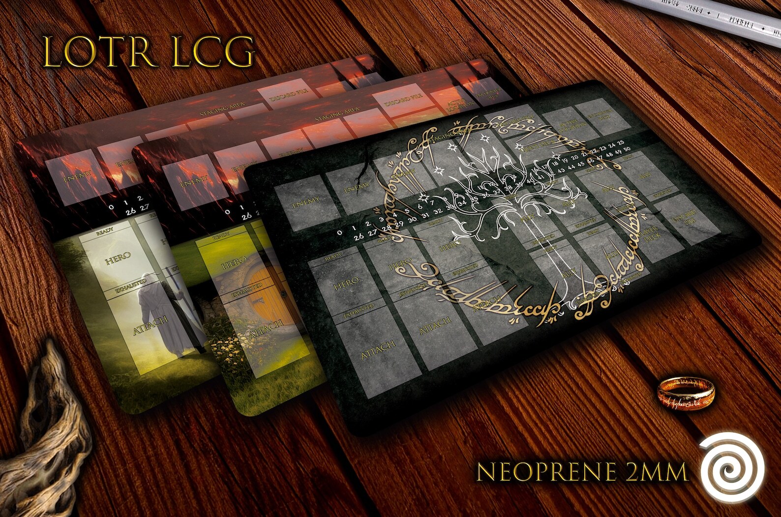 Tapete de neopreno compatible con juego de mesa Lord of the Rings LCG.
