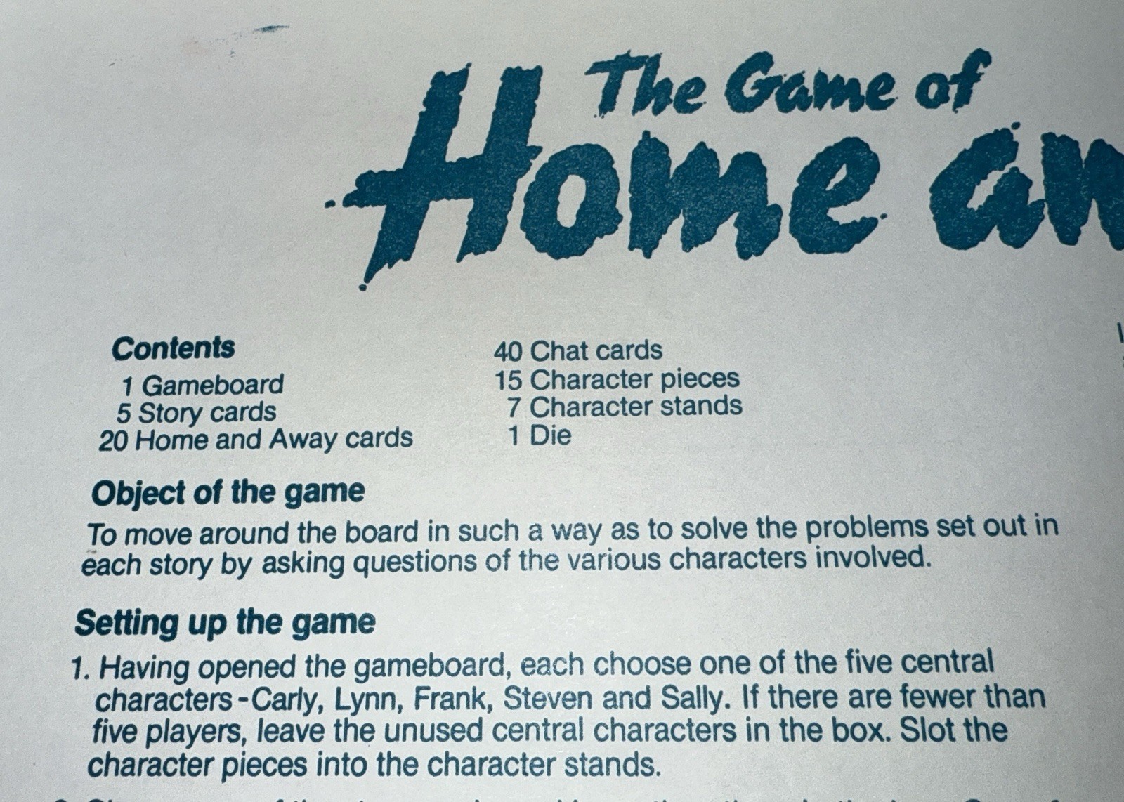Home & Away Australian TV Show Board Game W/Characters From Summer Bay Complete