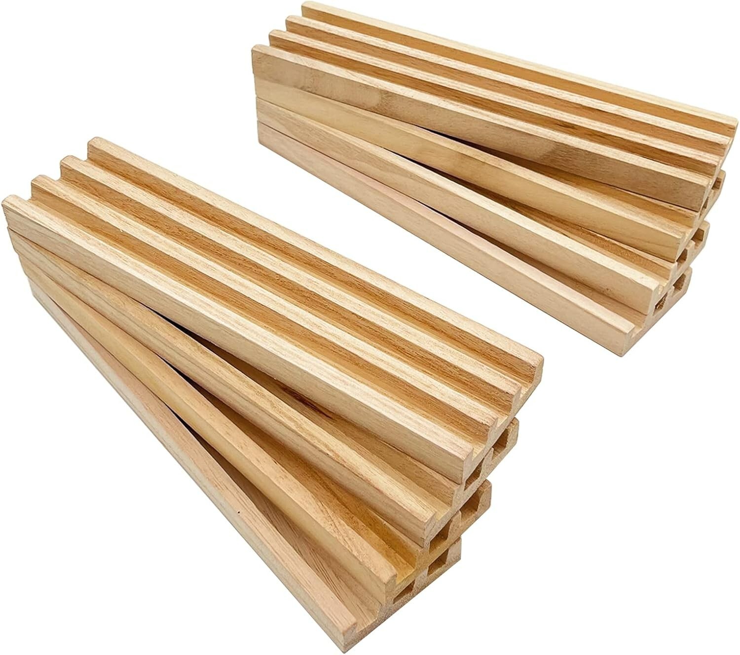 Wooden Domino Racks/Trays Set of 8 Natural Domino Trays Holders Organizer