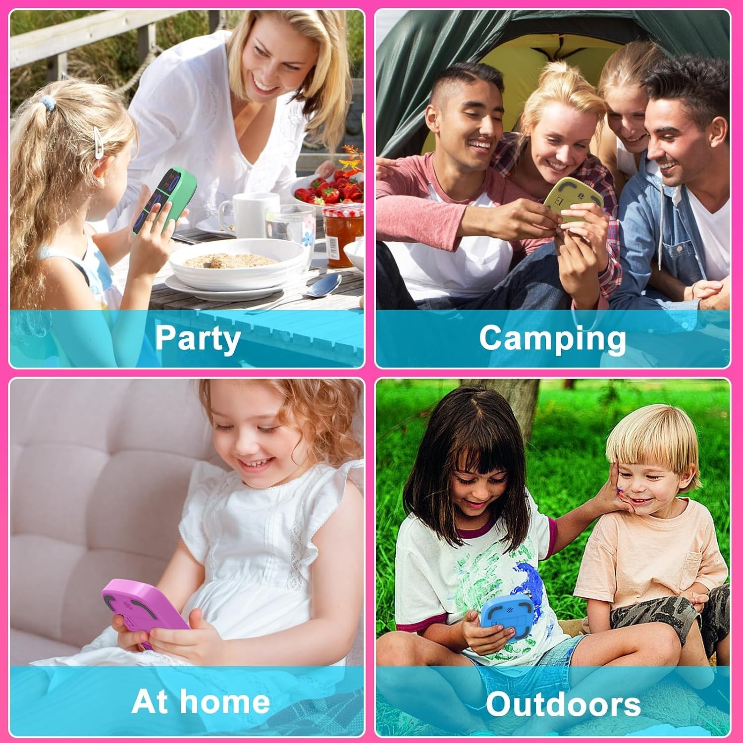 Portable Pink 4-in-1 Tic-Tac-Toe Game: Perfect for Car Rides and Gatherings