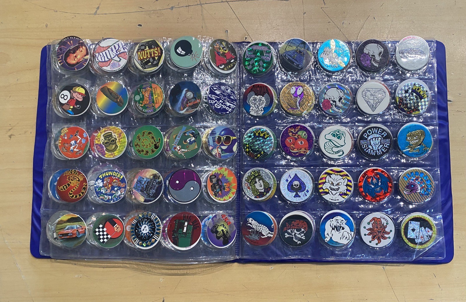 Full Collector Cap Album Of Pogs & Off Brand Pogs. 300 Total Collectable Caps