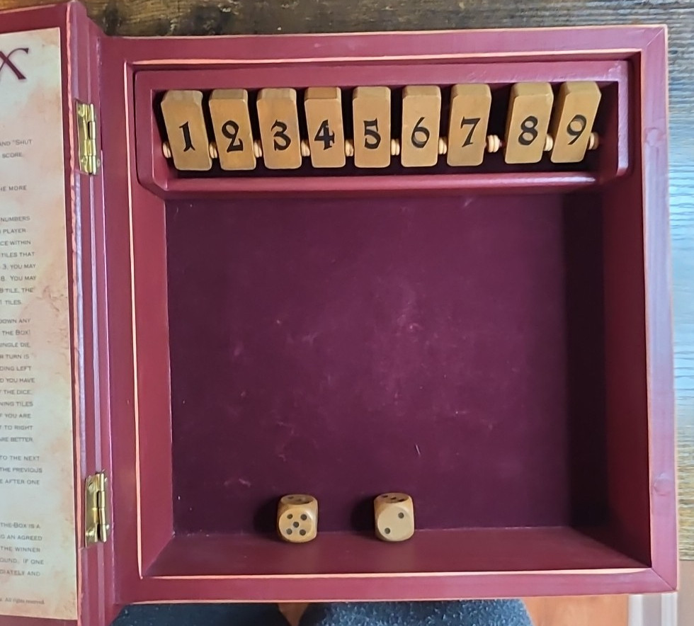 Shut the Box Board Game Front Porch Classics Bookshelf Edition Wood Complete