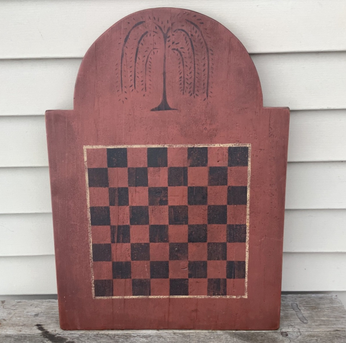 Vintage Primitive Style FolkArt Red Checker Board Wall Mount 16 3/4 x 23 1/4