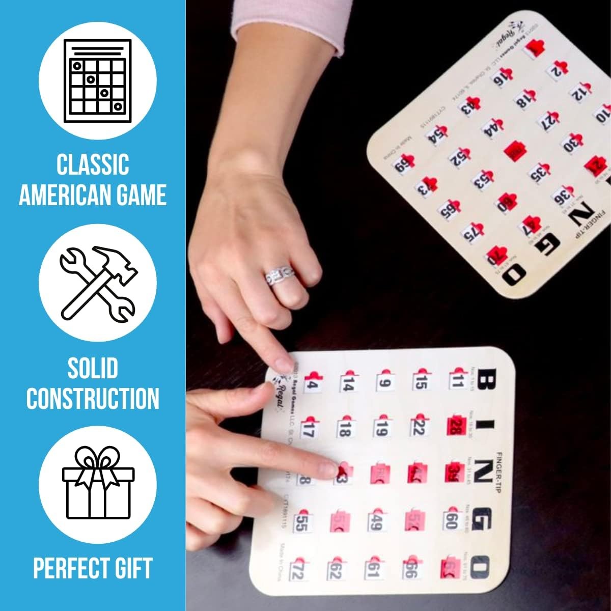 Regal Bingo Finger-Tip Shutter Bingo Cards Set w/Sliding Windows – 25 Bingo S…