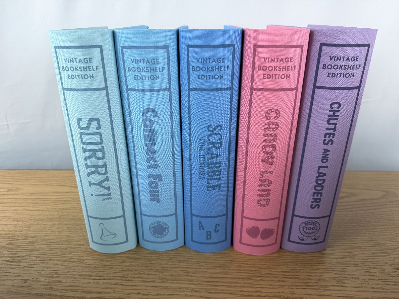 WS Game Company Linen Vintage Bookshelf Game 5 pack with Scrabble Jr Open Box