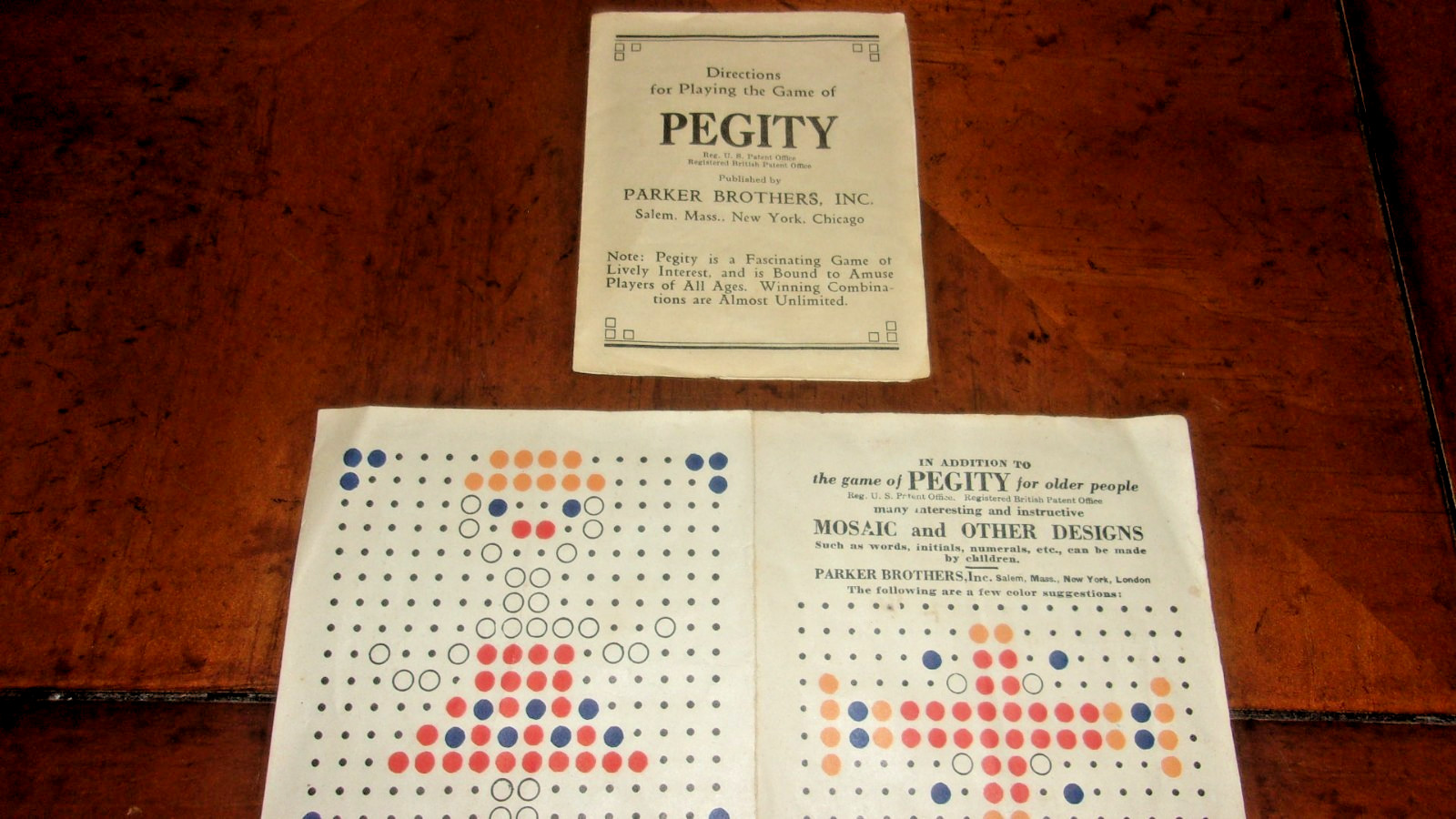 Vintage 1930s PEGITY from PB ~ Strategy Board Game w/Wooden Pegs, 2-4 Players