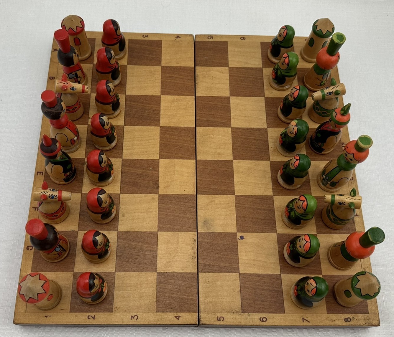 Vintage Chinese Chess Set Wood Pieces Great Condition FREE SHIPPING