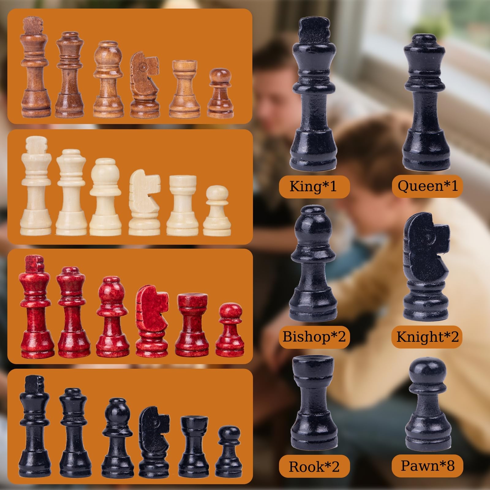3 or 4 Player Wooden Chess Board Game Set, Chess Game,IQ Game, A Chessboard w…