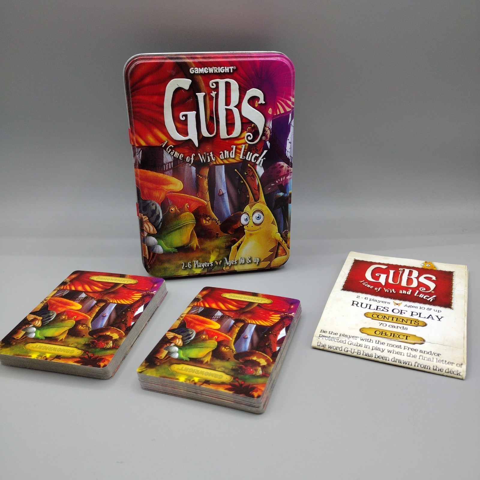 Gamewright Gubs A Game of Wit & Luck Card Game Tin 100% Complete w/ Rules 2011
