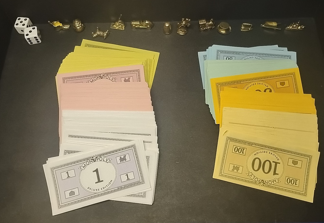 Monopoly Deluxe Edition 1998 Wood Houses 12 Gold Tokens Parker Brothers Complete