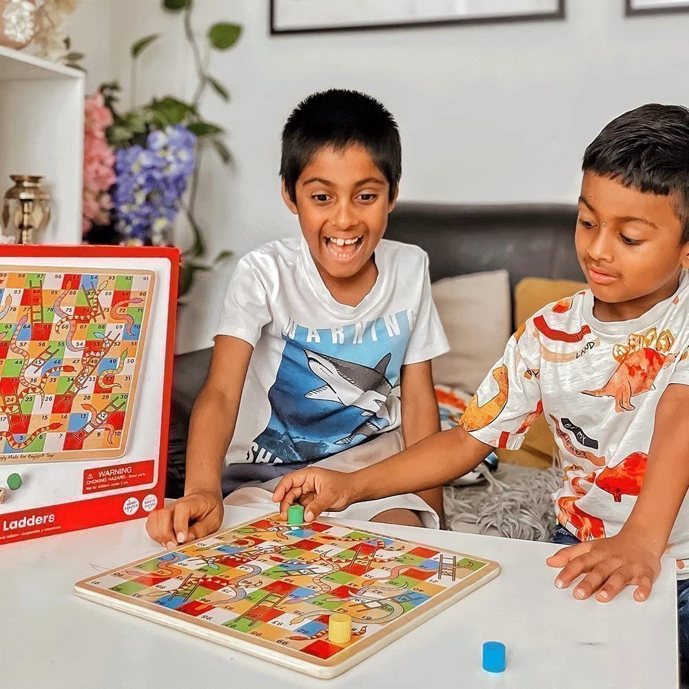 Bigjigs Toys Traditional Snakes and Ladders Wooden Game Set, Quality Family…