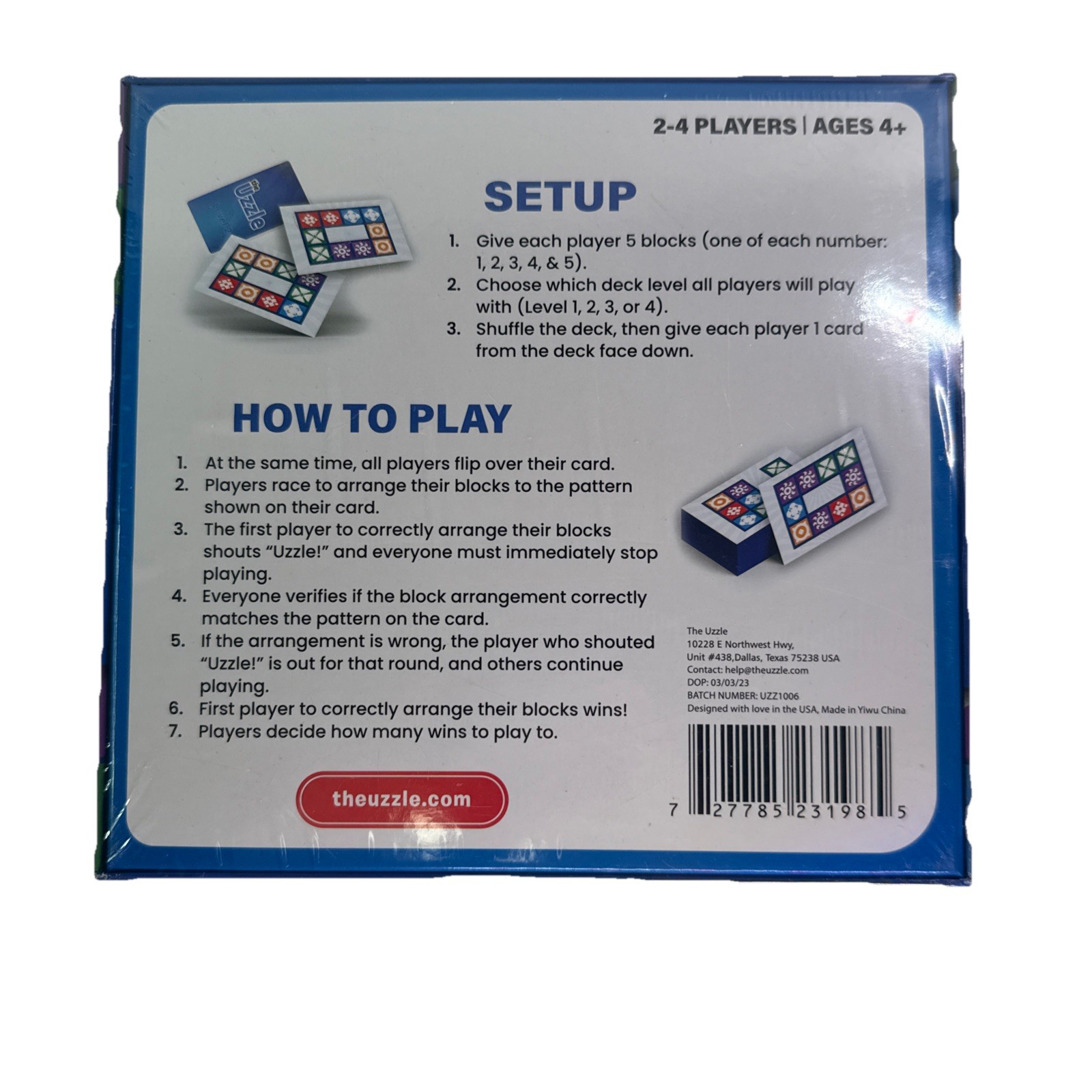 The Uzzle Puzzle Game Family Kids Adults Pattern Block Challenge Sealed, New