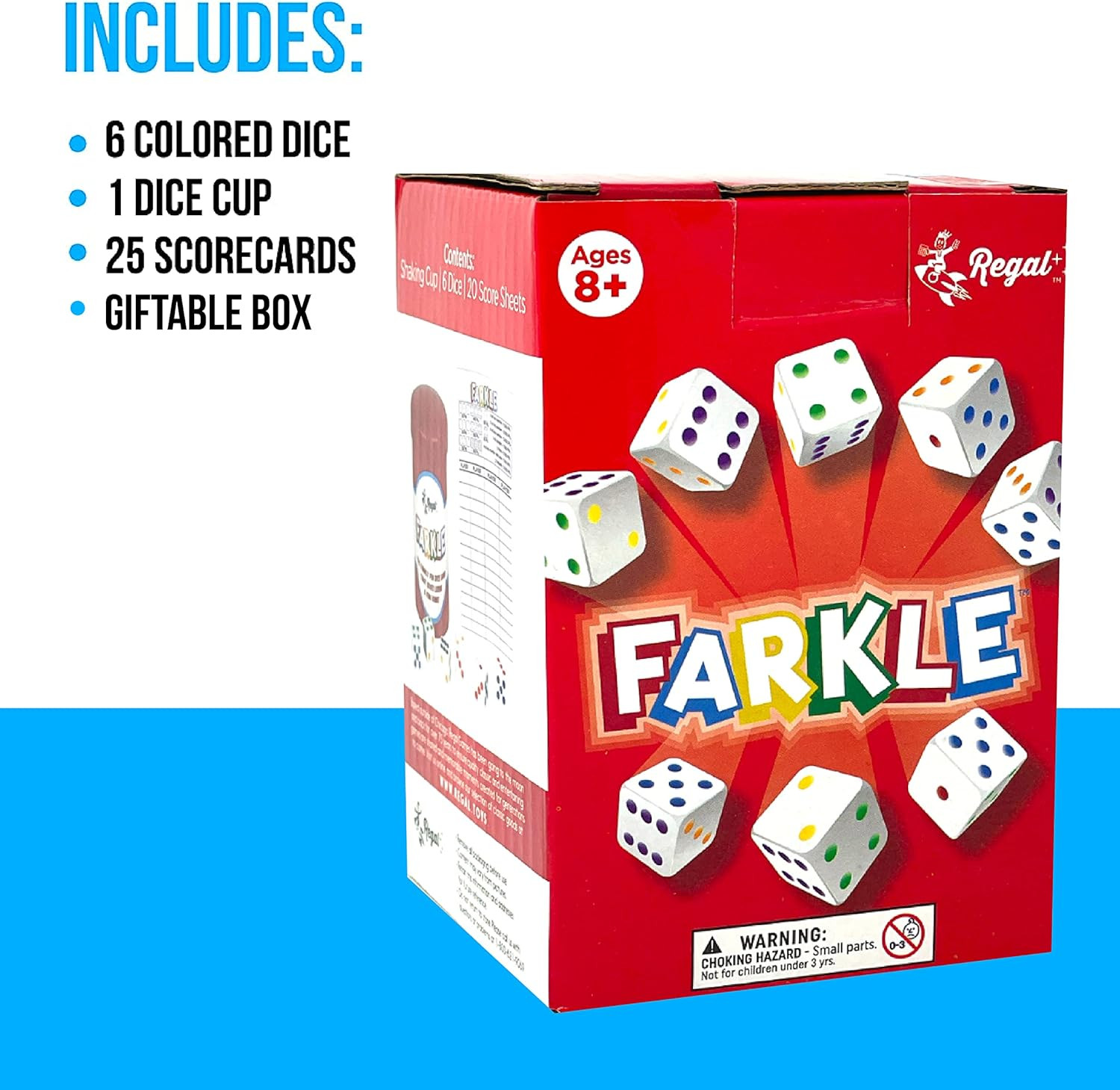 – Farkle Classic Dice Game W/ 6 Colored Dice, 1 Convenient Dice Cup for Easy Sha