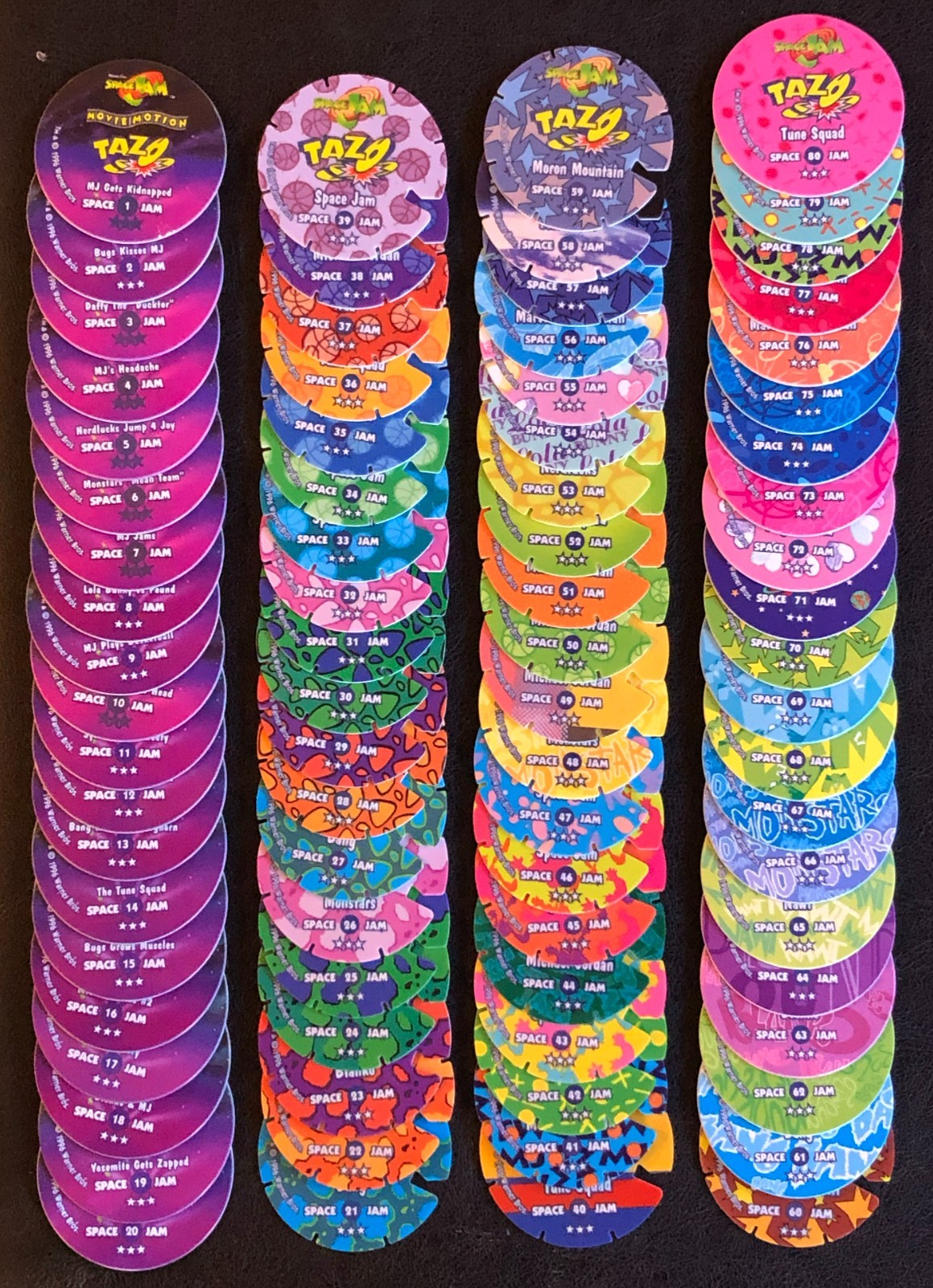 Michael Jordan Space Jam 1996 Warner Bros Pog Caps Movie Motion Tazo Set #1-80