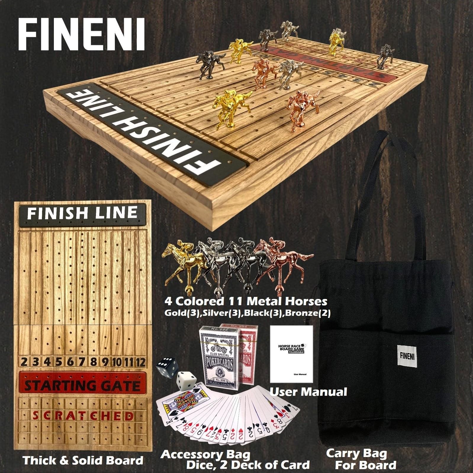 Horse Racing Game for Adults, Foldable Horse Race Board Game with 11 Luxuriou…