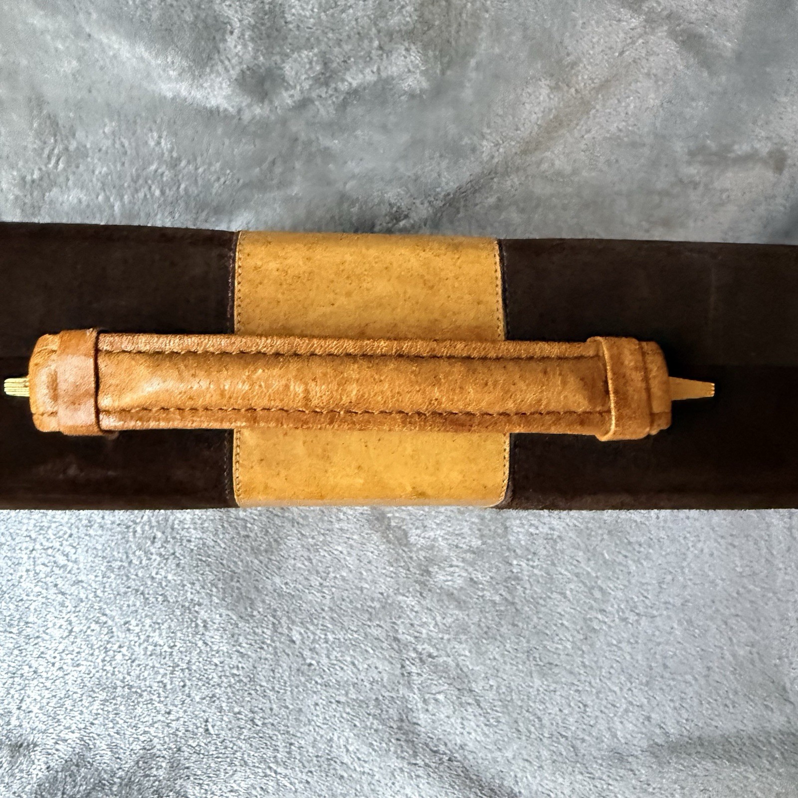 Vintage Aries Mexico Pigskin leather Backgammon Set Case Complete checkers W/Key
