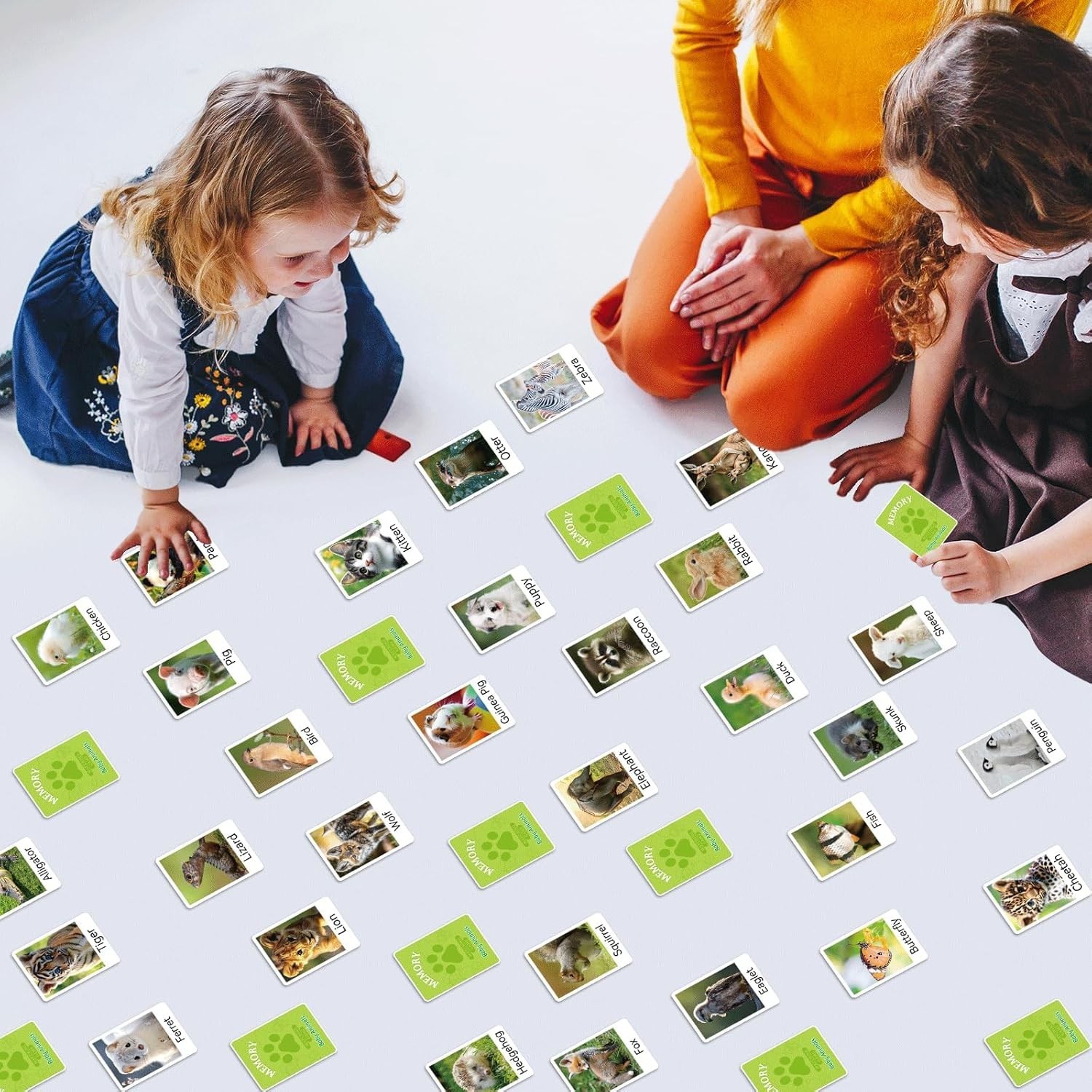 50 Pairs Memory Matching Game Animal Babies Concentration Memory Card Educati…