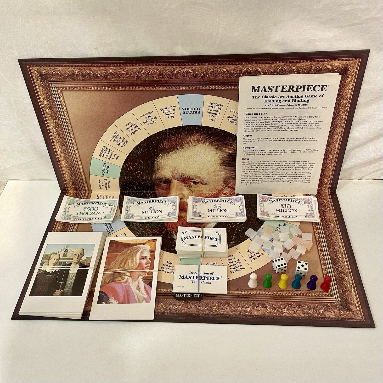 Masterpiece Board Game Vintage 1987 Parker Brothers Art Auction – 100% Complete