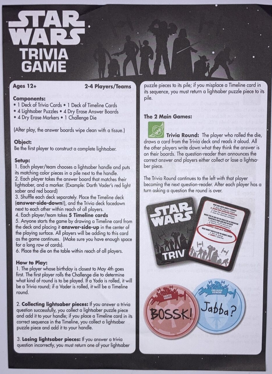 Disney Star Wars Trivia Game