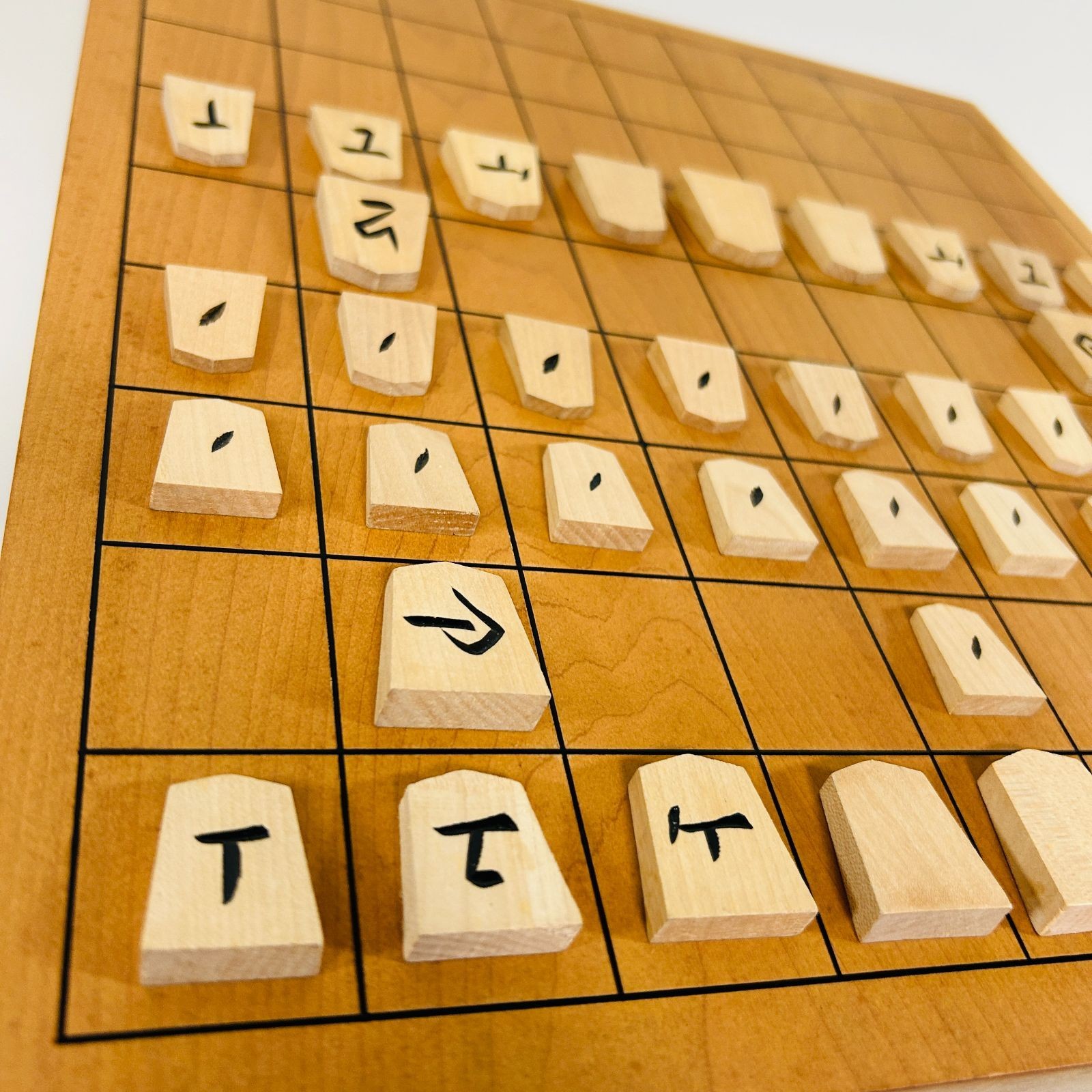 Natural Wood Black Carved Shogi Playable Set